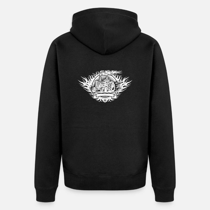 Tractor Pulling Logo - Unisex Premium Organic Zip Hoodie - black