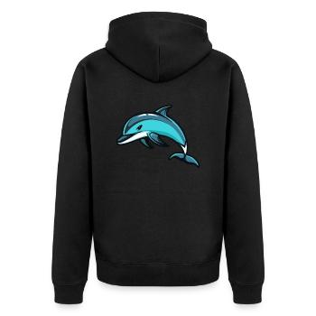 Dolphin Comic - Unisex Premium Organic Zip Hoodie - black - Back - Nico (187cm)