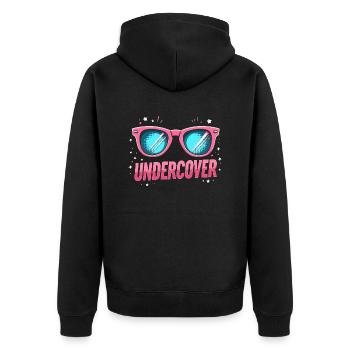 Undercover Speech - Sunglasses Design - Unisex Premium Organic Zip Hoodie - black - Back - Nico (187cm)
