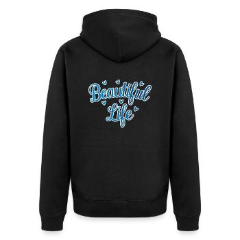 Beautiful Life in Blue - Unisex Premium Organic Zip Hoodie - black - Back - Nico (187cm)