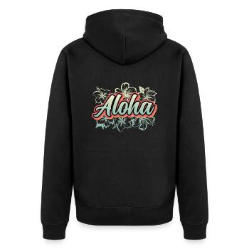 Aloha Holiday Hawaii Gift - Unisex Premium Organic Zip Hoodie - black - Back - Nico (187cm)