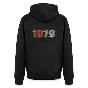 1979 retro vintage - Unisex Premium Organic Zip Hoodie - black - Back - Nico (187cm)