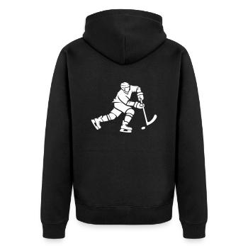 hockey spieler - Unisex Premium Bio Zip Hoodie - Schwarz - Hinten - Nico (187cm)