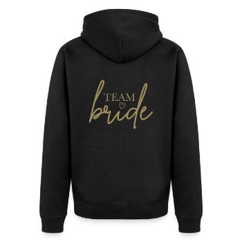 Team Bride mit Herz - Unisex Premium Bio Zip Hoodie - Schwarz - Hinten - Nico (187cm)