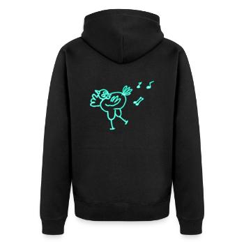 Neon Huhn - Unisex Premium Bio Zip Hoodie - Schwarz - Hinten - Nico (187cm)