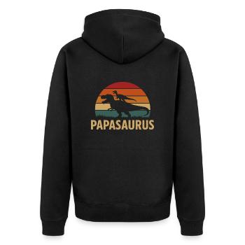 Papasaurus – T-shirt Dino Dad pour les pères - Veste à capuche bio Premium Unisexe - noir - Dos - Nico (187cm)