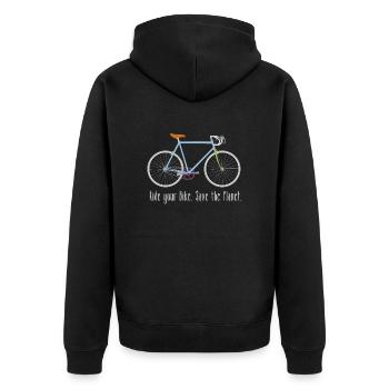 Ride your Bike - Unisex Premium Bio Zip Hoodie - Schwarz - Hinten - Nico (187cm)
