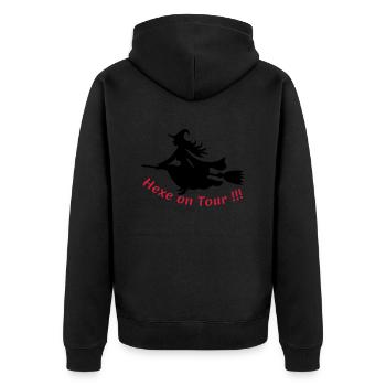 Hexe-on-Tour - Unisex Premium Bio Zip Hoodie - Schwarz - Hinten - Nico (187cm)