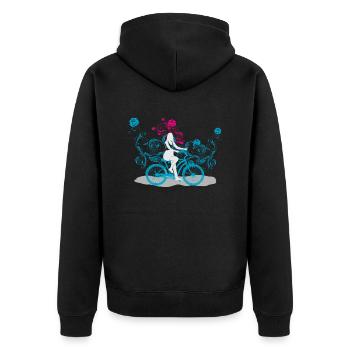 Flowers & Girls - Unisex Premium Bio Zip Hoodie - Schwarz - Hinten - Nico (187cm)