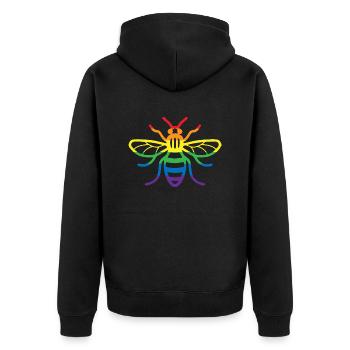 Gay Pride Bee - Unisex Premium Organic Zip Hoodie - black - Back - Nico (187cm)