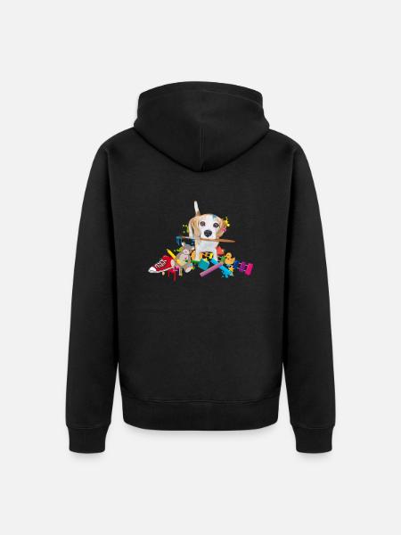 beagle with a brush - Unisex Premium Organic Zip Hoodie - black