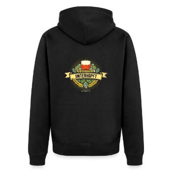 Bier T Shirt Chronisch unterhopft - Unisex Premium Bio Zip Hoodie - Schwarz - Hinten - Nico (187cm)