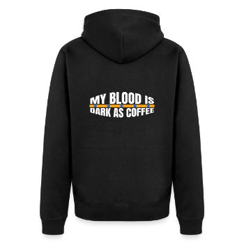 Café - Mon sang est noir comme du café - Veste à capuche bio Premium Unisexe - noir - Dos - Nico (187cm)