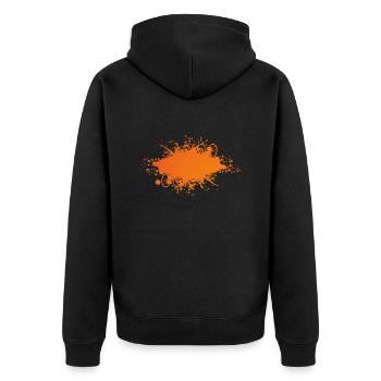Farbe Klecks Spritzer Maler Geschenk bunt orange - Unisex Premium Bio Zip Hoodie - Schwarz - Hinten - Nico (187cm)