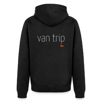 van trip - Unisex Premium Organic Zip Hoodie - black - Back - Nico (187cm)