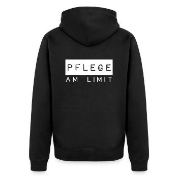 Pflege am Limit Spruch Pflegekräfte Beruf - Unisex Premium Bio Zip Hoodie - Schwarz - Hinten - Nico (187cm)