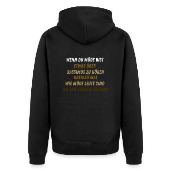 Anti-Rassismus - Unisex Premium Bio Zip Hoodie - Schwarz - Hinten - Nico (187cm)