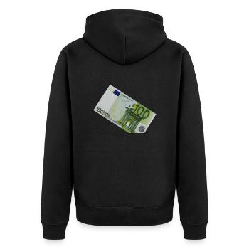 Billet de 100 euros sur fond blanc - Veste à capuche bio Premium Unisexe - noir - Dos - Nico (187cm)