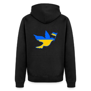 UKRAINE - Unisex Premium Bio Zip Hoodie - Schwarz - Hinten - Nico (187cm)