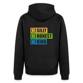 Silly Honest Child - Unisex Premium Organic Zip Hoodie - black - Back - Nico (187cm)