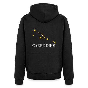 Carpe Diem nutze den Tag Sternbild Stier Horoskop - Unisex Premium Bio Zip Hoodie - Schwarz - Hinten - Nico (187cm)