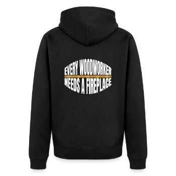 present logging funny woodworking daddesign - Unisex Premium Bio Zip Hoodie - Schwarz - Hinten - Nico (187cm)