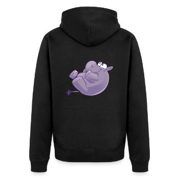 Maskotti Inge Nilpferd Yoga4 - Unisex Premium Bio Zip Hoodie - Schwarz - Hinten - Nico (187cm)