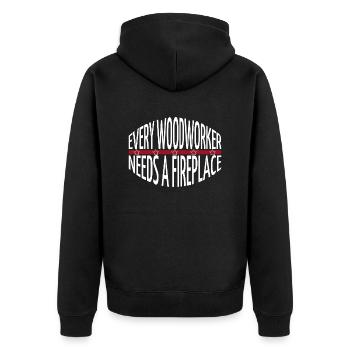 cool logging lumberjackwoodworking - Unisex Premium Bio Zip Hoodie - Schwarz - Hinten - Nico (187cm)