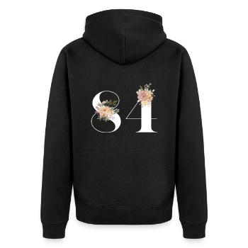 84th Anniversary Flowers (Gift of 84 years) - Unisex Premium Organic Zip Hoodie - black - Back - Nico (187cm)