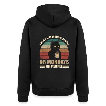 Moufle du matin Je déteste les gens du matin Café de chat - Veste à capuche bio Premium Unisexe - noir - Dos - Nico (187cm)