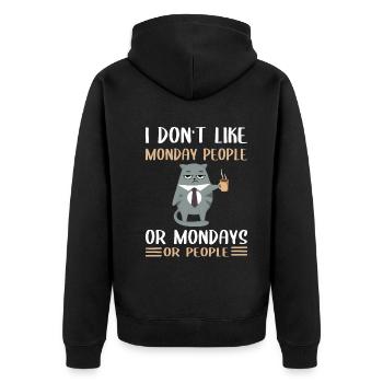 Moufle du matin Je déteste les gens du matin Café de chat - Veste à capuche bio Premium Unisexe - noir - Dos - Nico (187cm)