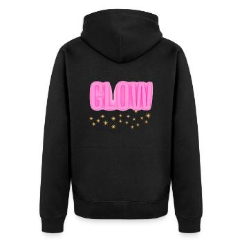GLOW Sternenstaub - Unisex Premium Bio Zip Hoodie - Schwarz - Hinten - Nico (187cm)