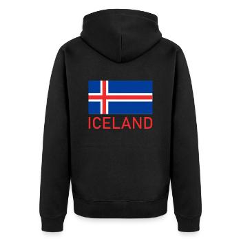iceland logo - Unisex Premium Organic Zip Hoodie - black - Back - Nico (187cm)