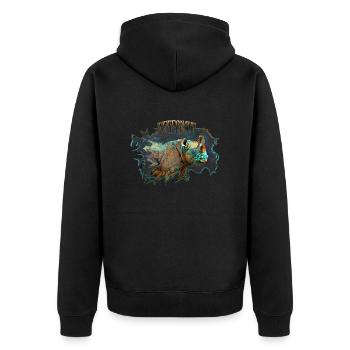 Nashorn - Unisex Premium Bio Zip Hoodie - Schwarz - Hinten - Nico (187cm)