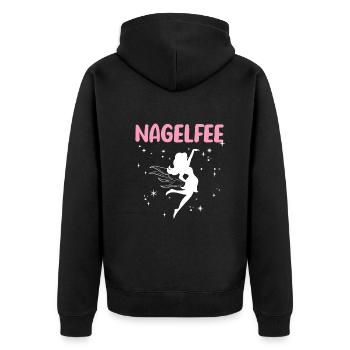 Nagelfee Nageldesignerin Nagelstudio - Unisex Premium Bio Zip Hoodie - Schwarz - Hinten - Nico (187cm)