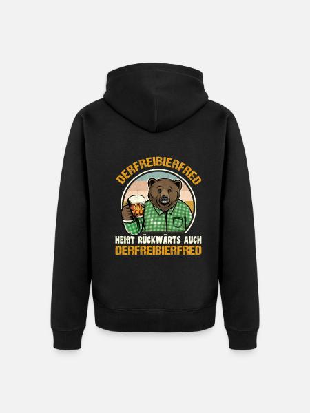 Derfreibierfred Heißt Rückwärts Auch Bier - Unisex Premium Bio Zip Hoodie - Schwarz
