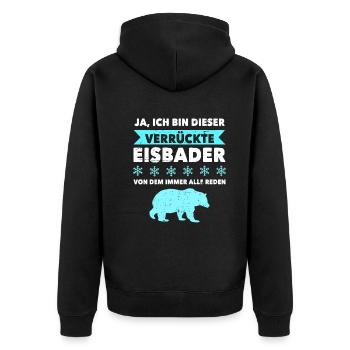 Eistauchen Winterschwimmen Eisbaden - Unisex Premium Bio Zip Hoodie - Schwarz - Hinten - Nico (187cm)