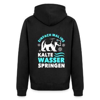 Eistauchen Winterschwimmen Eisbaden - Unisex Premium Bio Zip Hoodie - Schwarz - Hinten - Nico (187cm)