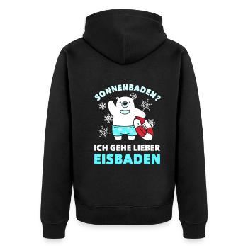 Eistauchen Winterschwimmen Eisbaden - Unisex Premium Bio Zip Hoodie - Schwarz - Hinten - Nico (187cm)