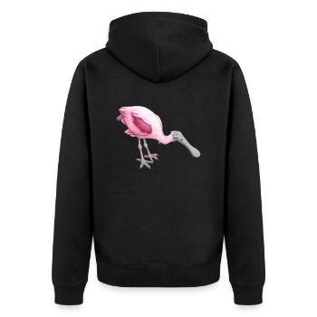 pink spoonbill - Unisex Premium Organic Zip Hoodie - black - Back - Nico (187cm)