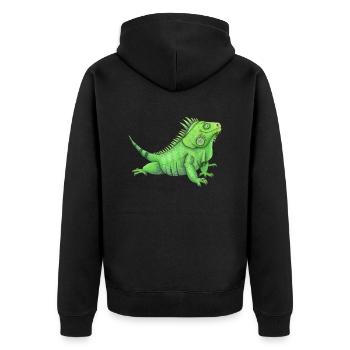 funny iguana - Unisex Premium Organic Zip Hoodie - black - Back - Nico (187cm)