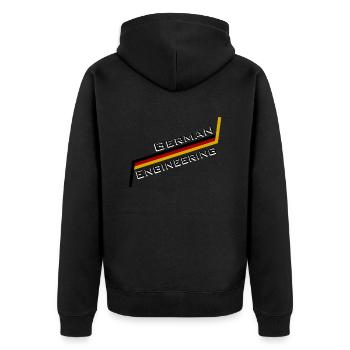 German Engineering - Unisex Premium Bio Zip Hoodie - Schwarz - Hinten - Nico (187cm)