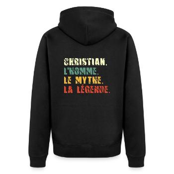 Christian l homme le mythe la légende - Veste à capuche bio Premium Unisexe - noir - Dos - Nico (187cm)