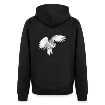 Schneeeule - Unisex Premium Bio Zip Hoodie - Schwarz - Hinten - Nico (187cm)