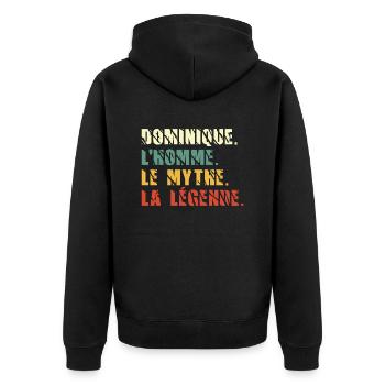 Dominique l homme le mythe la légende - Veste à capuche bio Premium Unisexe - noir - Dos - Nico (187cm)