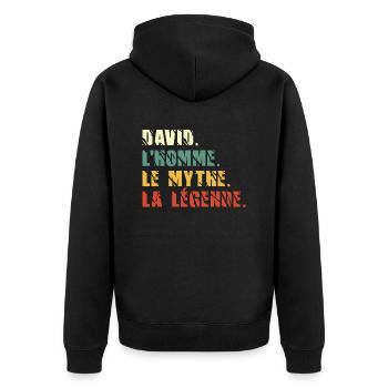 David l homme le mythe la légende - Veste à capuche bio Premium Unisexe - noir - Dos - Nico (187cm)
