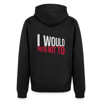 I prefer not to - Unisex Premium Organic Zip Hoodie - black - Back - Nico (187cm)