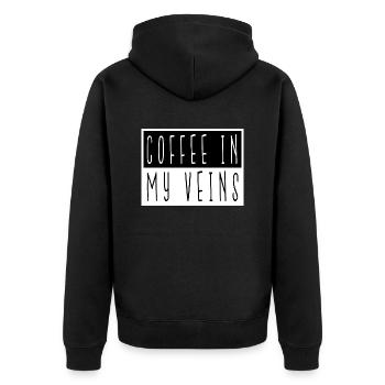 statement caffeine funny quote coffee lover - Unisex Premium Bio Zip Hoodie - Schwarz - Hinten - Nico (187cm)
