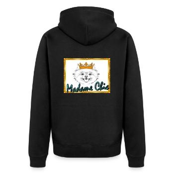 Madame Chic, T-Shirt, Pullover, Accessoires - Unisex Premium Bio Zip Hoodie - Schwarz - Hinten - Nico (187cm)
