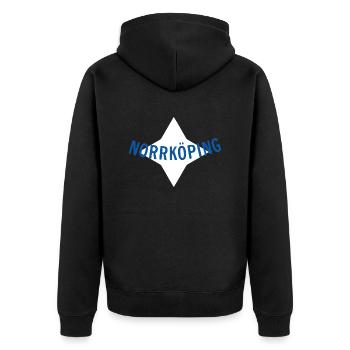 Norrköping - Unisex Premium Bio Zip Hoodie - Schwarz - Hinten - Nico (187cm)